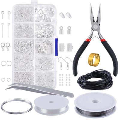 TOVBMUP DIY Zelf Sieraden Maken Starter Set - Juwelen Start Pakket - Sieraden Maken Benodigdheden Kit - voor Armbanden, Kettingen en Oorbellen - zilver