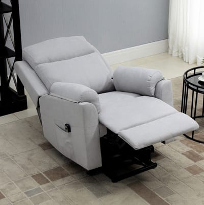 HAUSS SPOLE Relaxfauteuil - Elektrische Sta Op Fauteuil Met Liegefunctie - Met Voetensteun En Afstandsbediening - Voor Woonkamer - Stof Lichtgrijs