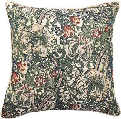 Kussenhoes - Gobelinstof - Golden Lily - Gouden Lelie - Bloemen - Groen - 45 cm - William Morris