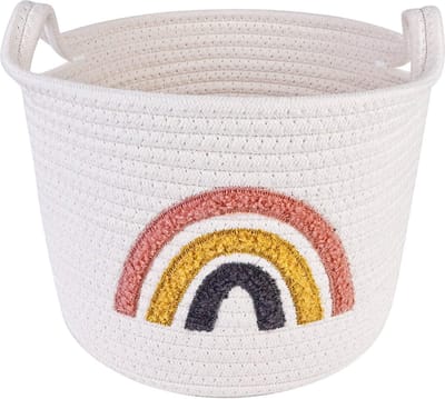 Katoenen Opbergmand met Regenboogpatroon - Decoratieve Mand voor Speelgoed, Kleding en Handdoeken