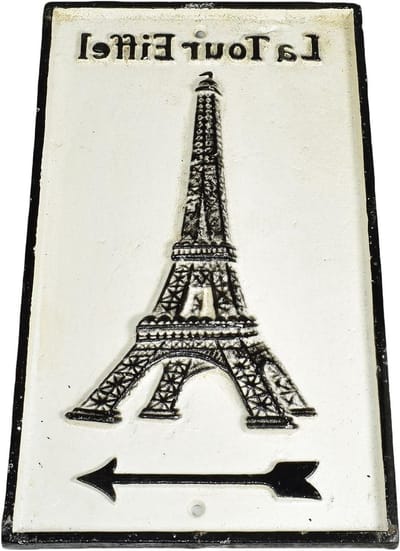 Gietijzeren Bord - Decoratief Paneel - Tuin Decoratie - Antieke Stijl - 31 cm Lengte - Wit Zwart