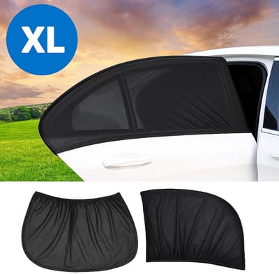 Zonnescherm Auto I 2 Stuks Autozonnescherm I UV Protectie SPF 30 I Achterruit Scherm Zonwering I Sunshade  I Zwart I
