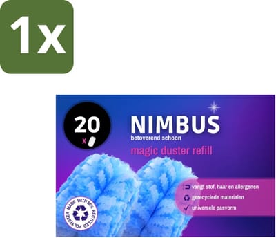 1 x NIMBUS Magic Duster Navulling 20 stuks per verpakking - Stofdoekje - Stofverwijderen - Stofallergie - Haren Verwijderen - Duster