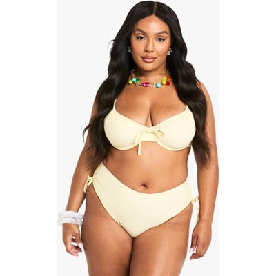 boohoo Dames Plus Buikcontrole Hooggetailleerde Slip | Lemon | Maat: 24