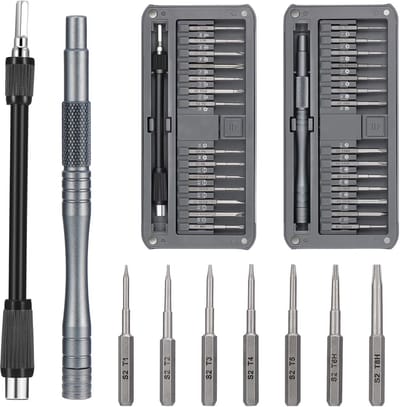 Precisie Schroevendraaierset - Mini Gereedschap - Elektronica Reparatie - 30-in-1 Bitset - Aluminium Handvat - Zilver