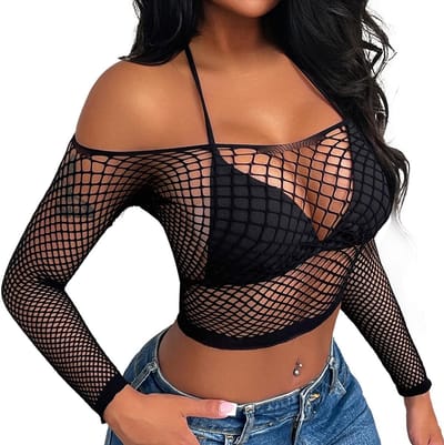 Dailygoods- Lingerie Sexy Crop Top - Lingerie Set - Vrouwen Lingerie - Fishnet - Strand Cover Up - Transparant Design