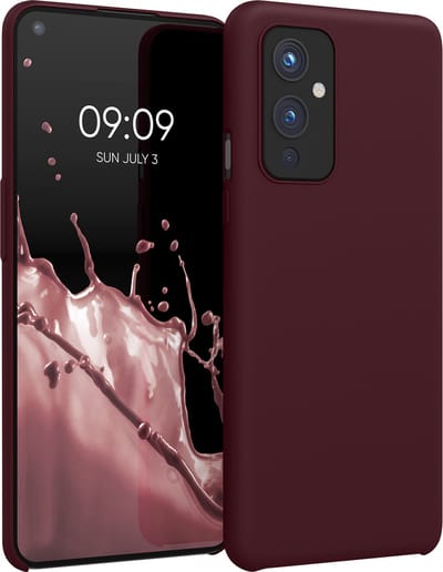 kwmobile telefoonhoesje geschikt voor OnePlus 9 (EU/NA Version) - Hoesje met siliconen coating - Smartphone case in wijnrood