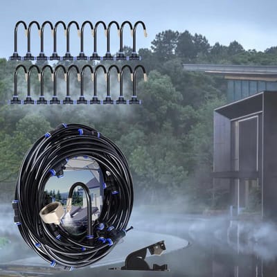 Vernevelsysteem - Koelsysteem buiten - Terras verkoelen - 360 graden dekking - 20 meter - Zwart