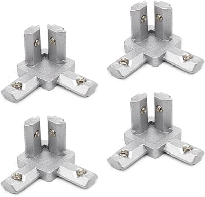 Hoekverbinder Set - Bevestigingsbeugels - Meubelversteviging - Voor T-profiel - 4/8 Stuks - Zwart/Zilver