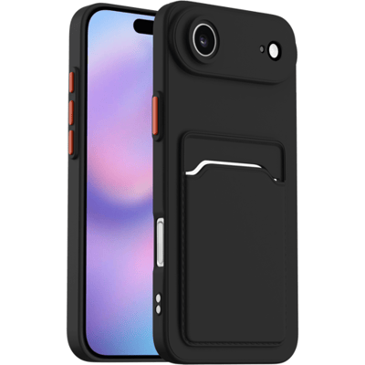 ShieldCase back cover hoesje met pasjeshouder & camerabescherming geschikt voor iPhone Air (zwart) – sterke case met kaarthouder, premium bescherming en slank design