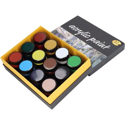 12 stuks Acrylverf 100ml Cadeaubox Verpakking Veilig Onschadelijk Sneldrogend Doe-het-zelf Tekenen Kunst Schilderen Benodigdheden voor Kinderen black