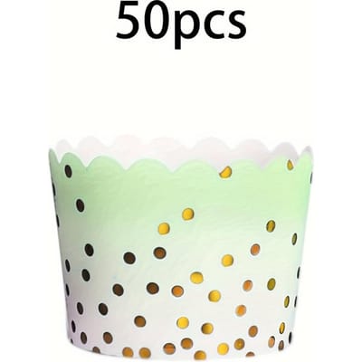 50 Stuks Gestempelde Oversized Cupcake Vormpjes Muffin Vormpjes om te Bakken Leuke Wegwerp DIY Cake Cups Geschikt voor Bruiloft Verjaardagsfeest Thuisfeest 50pcs groen
