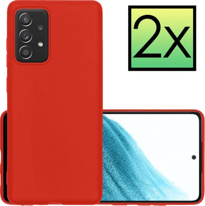 Hoesje - 2 Stuks - Geschikt voor Samsung Galaxy A53 - Sterk & Shockproof - Case Siliconen - Back Cover - Telefoon Hoes - Rood