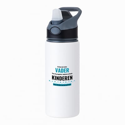 Hacebo® - ik ben de trotste vader van de grappigste, leukste en beste kinderen, en ja dit heb ik van hun gekregen waterfles met rietje zwart - de trotste vader - verjaardag - verjaardagscadeau - cadeau - water fles - 650ML