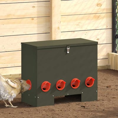 vidaXL - Kippenvoerbak - Olijfgroen - 60,5 - x - 29 - x - 51 - cm - 25 - kg