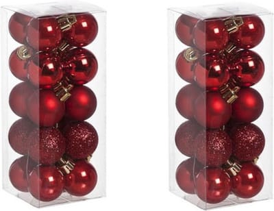 Cosy & Trendy Kerstballen mini - 40x - rood - D3 cm - kunststof - kerstversiering - Onbreekbare plastic kerstballen