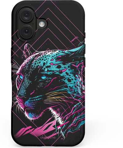 Casetastic hoesje geschikt voor Apple iPhone 16 - MagSafe - Dubbellaagse bescherming - Neon Jager - Fashion Case - Zwart Petrol