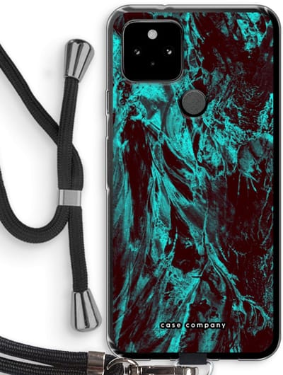 Case Company® - Hoesje met koord geschikt voor Google Pixel 5 hoesje met Koord - Ice Age - Telefoonhoesje met Zwart Koord - Bescherming aan alle Kanten en Over de Schermrand