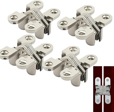 Dailygoods- Verborgen Scharnier 4 Stuks - Zinklegering - Verstelmechanisme - Meubels/Houten Deuren - Milieuvriendelijk - 43mm x 17mm x 17.6mm - Meubel Scharnier