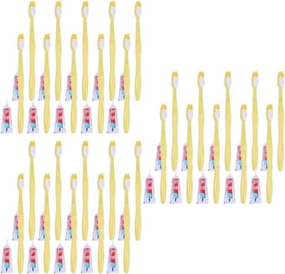 Tandenborstel Tandpasta Set - Reisformaat Wegwerp - Op Reis Gaan - Hygiënisch en Handig - 30 Stuks - Gemengde Kleuren