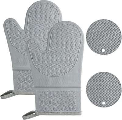 SnelShoppen - Ovenwanten en Pannenlappen - Hittebestendige Siliconen Handschoenen - Waterdicht - Antislip - Lange Keukenhandschoenen 29x14 cm - Perfec