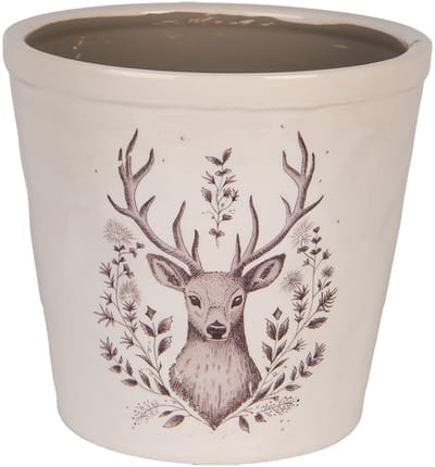 Clayre & Eef Bloempot Ø 21x20 cm Beige Keramiek Hert