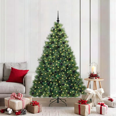 vidaXL - Kunstkerstboom - met - 300 - LED - met - standaard - Groen - 210 - cm - PE - en - PVC