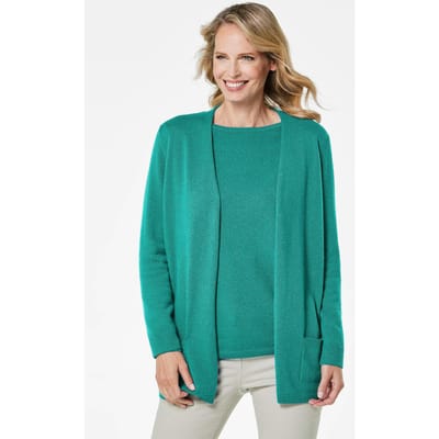 Heerlijk zacht tricot jasje van kasjmier - smaragd - Gr. 48 van Goldner Fashion