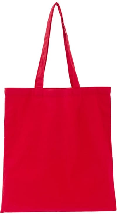 Effen canvas tas - 38 x 42 cm - Draagtas - Katoenen tas met twee lange handvatten - Boodschappentas (Bright red)