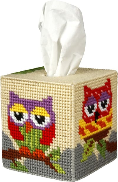 Orchidea - Borduurpakket voor Hoes Tissue Doos - Uil - Plastic stramien - 7 Count - Voor volwassenen - 5100