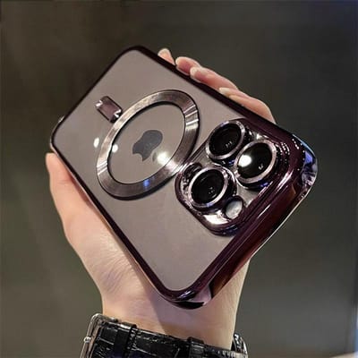 Luxe, transparante hoes met magnetische sluiting voor MagSafe draadloos opladen van iPhone 11 12 13 14 15 16 Pro Max Plus, schokbestendige siliconen hoes For iPhone 15 ProMax