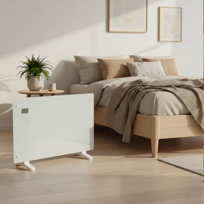 Elektrische Convector - Glas Radiator - Ruimte Verwarmen - Stille Werking 0 dB - Tot 20 m² - Wit