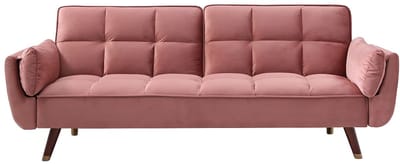 Vente-unique Driezitsslaapbank van roze velours GULCAN