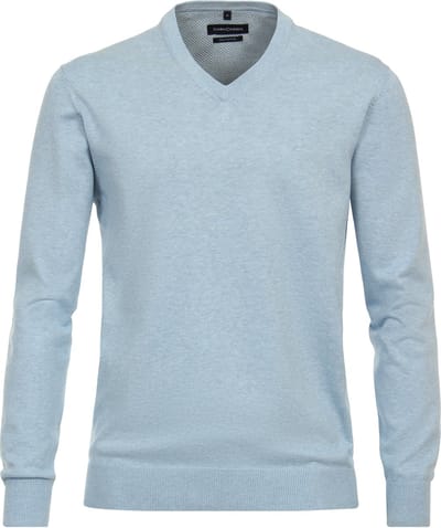 CASAMODA Pullover V-Hals Lichtblauw - Maat M - Heren - Pullovers