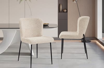 Interiax Eetkamerstoel Flo BouclÃ© Beige