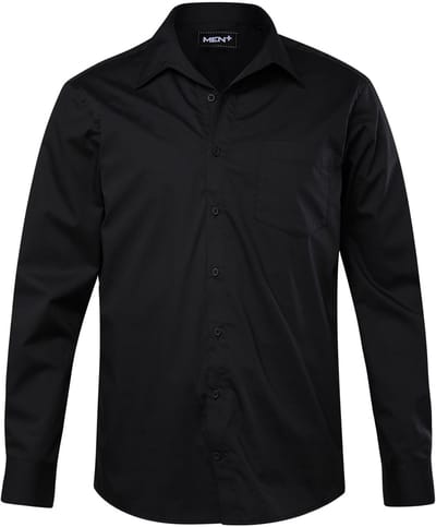 Men Plus - Heren - Businesshemd lange mouwen Easy Care Vario-kraag Comfort Fit - Zwart - Maat 3XL