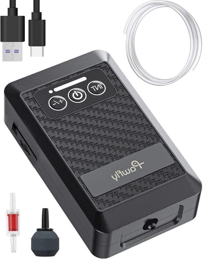 Lithiumbatterij Aquarium Luchtpomp met USB Oplaadbaar voor 20-500L Vistanks - Stil en Draagbaar voor Buitenvisserij en Stroomuitval