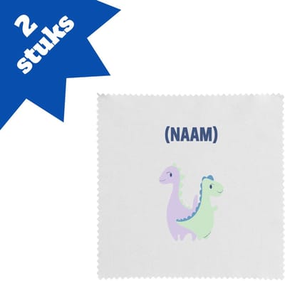 Akyol - 2 dino's met eigen naam brillendoekjes - Dinosaurus - kinderen/dino liefhebber - verjaardagscadeau - cadeau - kado - geschenk - verjaardag - 17,8 bij 17,8 cm - 2 stuks