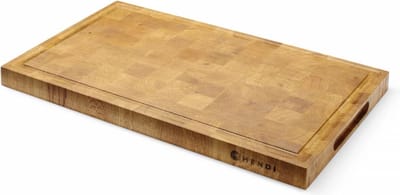 HENDI Eikenhouten serveerplank – eindnerf – met handgrepen – 530x325x35 mm – dubbelzijdig