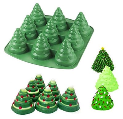 Ynkkvre - Cakevorm - Bakvorm - Siliconen Mal - Kerst Bakvorm - Feestdecoratie - Kerstboom Vorm - 9-holtes - Magnetronbestendig