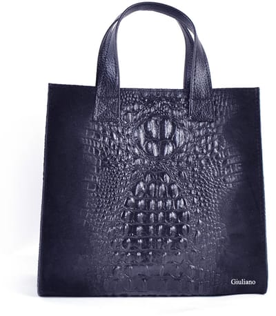 Giuliano lederen handtas Sobek - Donkerblauw - Kroko - Made in Italy