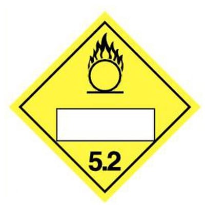 Beschrijfbare ADR klasse 5.2 sticker organische peroxide 250 x 250 mm