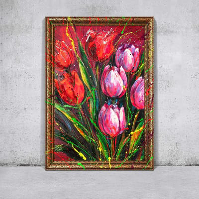 Canvas schilderij landschapsformaat handgeschilderd noten van de lente abstract fris – YS-Art Gallery – Frisse wanddecoratie voor woonkamer – Modern schilderij voor slaapkamer en hal