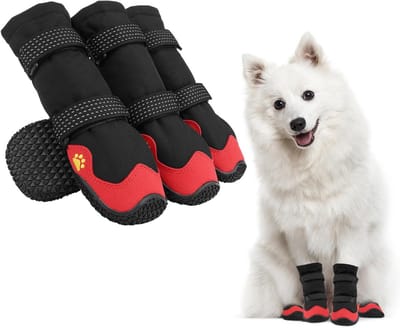Hondenschoenen 4 stuks - Pootbescherming waterdicht met antislip rubberen zool en reflecterende banden