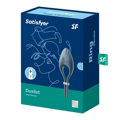 Satisfyer, penisring, Duelist, in maat verstelbaar, met powermotor, gemaakt van siliconen