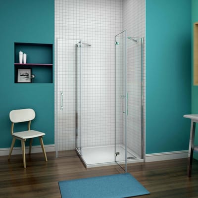 hoek-instap draaideur douchecabine 76x76x195cm,6mm helder nano veiligheidsglas easyclean antikalk