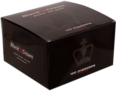 Doos met 100 zwarte kroon gladde witte overgrips
