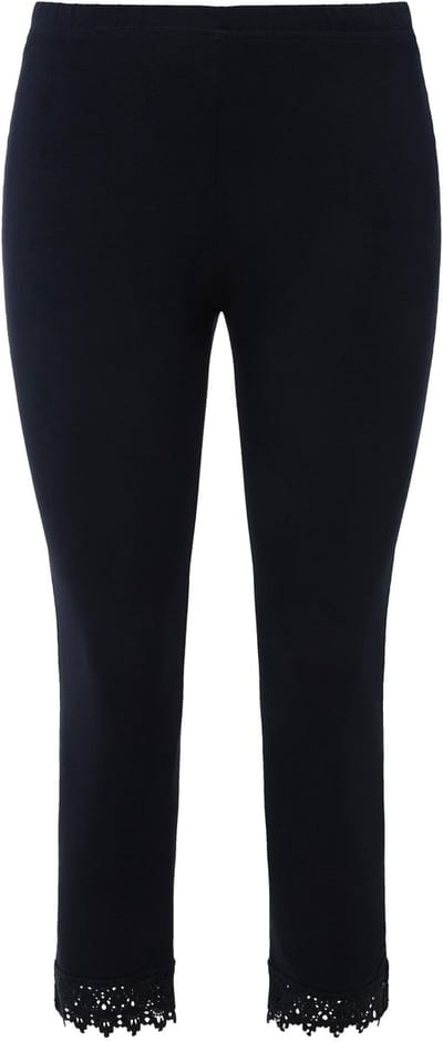 Ulla Popken - Dames - 7/8-leggings zoomkant biologische katoen - Marine - Maat 42+