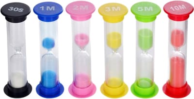 Set van 6 Zandlopers - 30 seconden, 1, 2, 3, 5 en 10 minuten - Voor spellen - Yoga - Tandenpoets & Douche Timer - LOUZIR