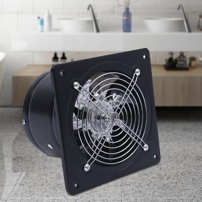 150mm afzuigventilator - met 7-bladige ventilator - zwart - hoog vermogen - zelfsluitende terugslagklep